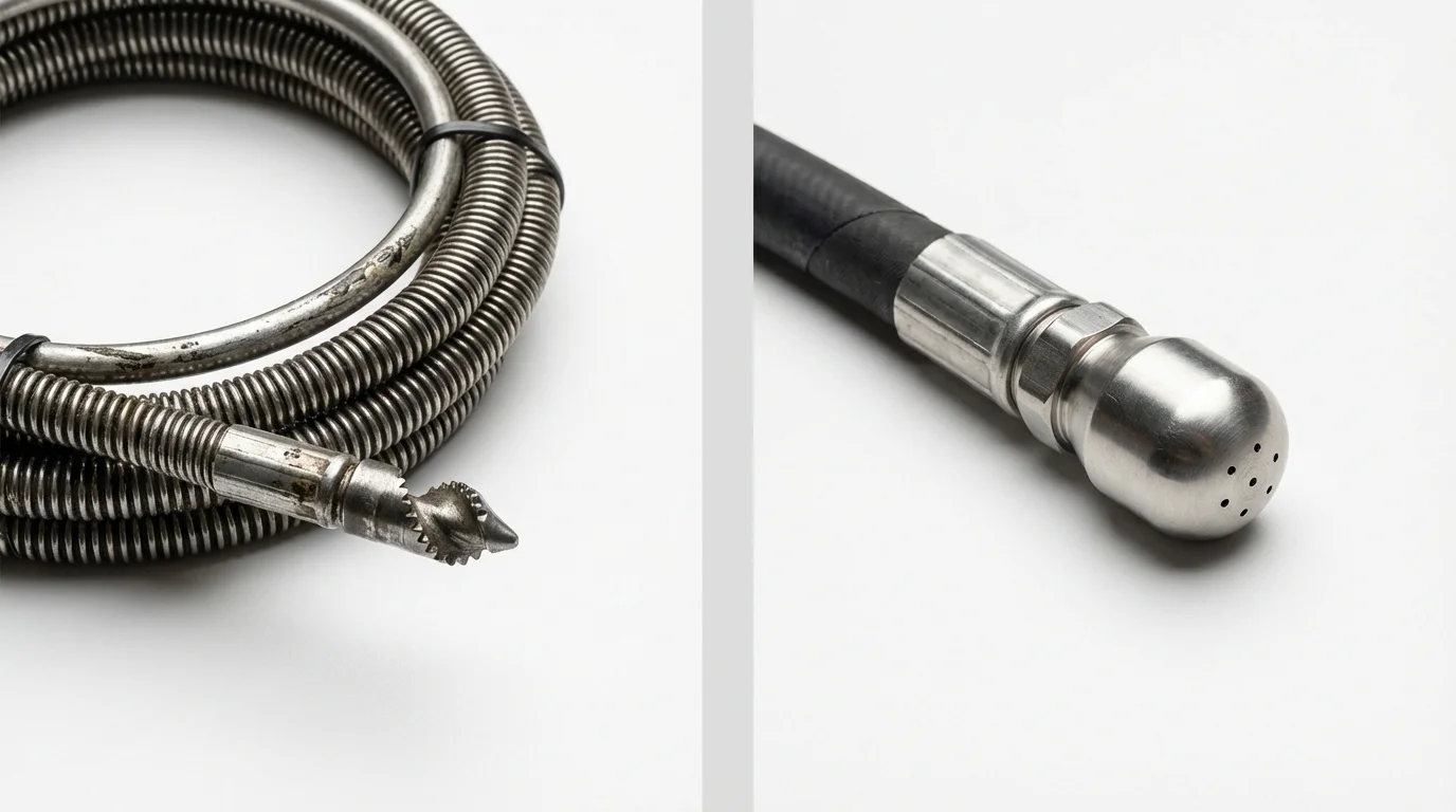 Drain snake cable and hydro jetting nozzle used for drain cleaning in El Segundo, CA