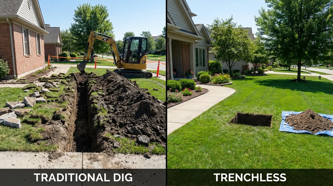 Trenchless sewer repair with minimal yard damage versus traditional excavation in El Segundo, CA